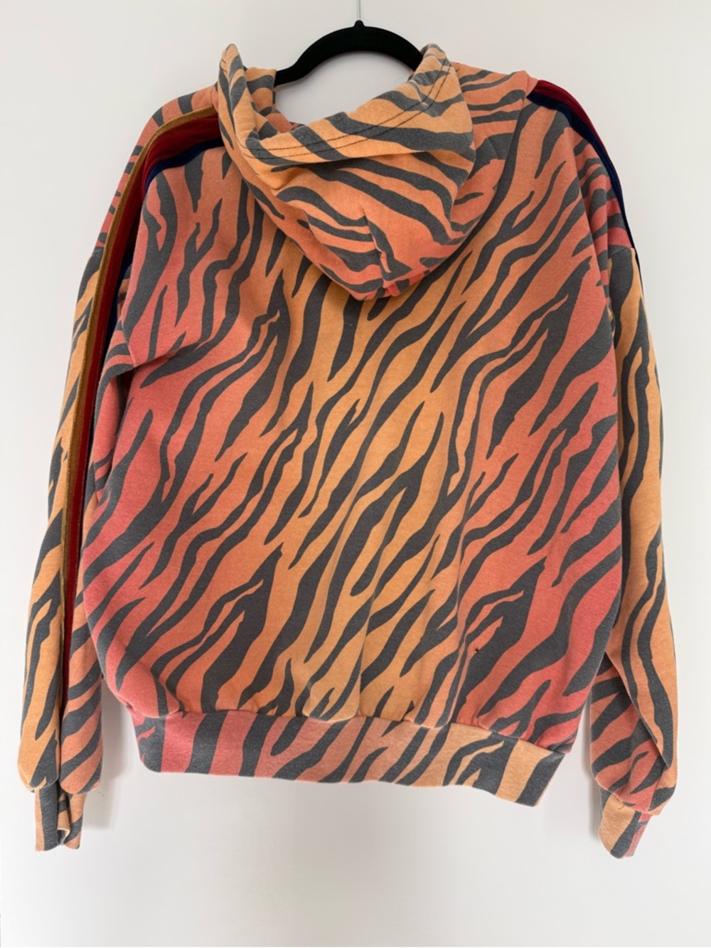 Aviator Nation Classic Velvet Relaxed Zip Hoodie Jacket Orange Tiger Rainbow - Picture 3 of 7